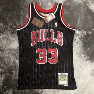 Men's M&N 1996 Scottie Pippen Black Retro Jersey