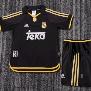 Real Madrid 1998/00 Away Kids Retro Jersey And Shorts