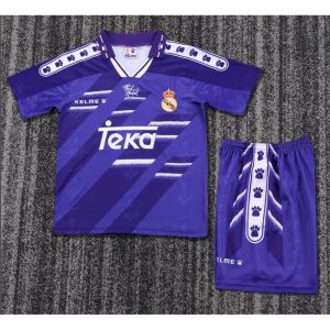 Real Madrid 1994/96 Away Kids Retro Jersey And Shorts