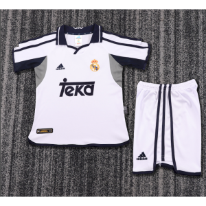 Real Madrid 2000/01 Home Kids Retro Jersey And Shorts